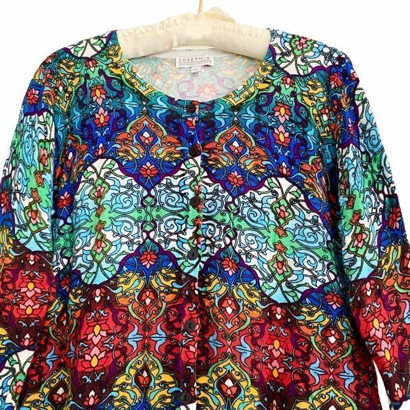 Joseph A. Colorful Vintage Style Pattern Cardigan - Picture 3 of 7